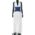 Women Clothing Spring Summer Halter Strap Contrast Color Zipper Tube Top Wide Leg Loose Jumpsuit