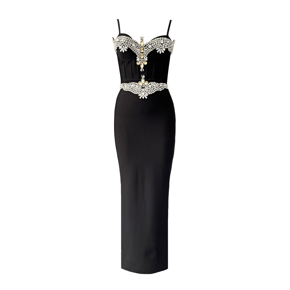Diamond Strap Bandage Dress Socialite Slim Fit Dress Boning Corset Dress