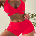 Summer Split Swimsuit Women Solid Color Multi Color Hollow Out Cutout out Halter Tied Swimsuit Bikini