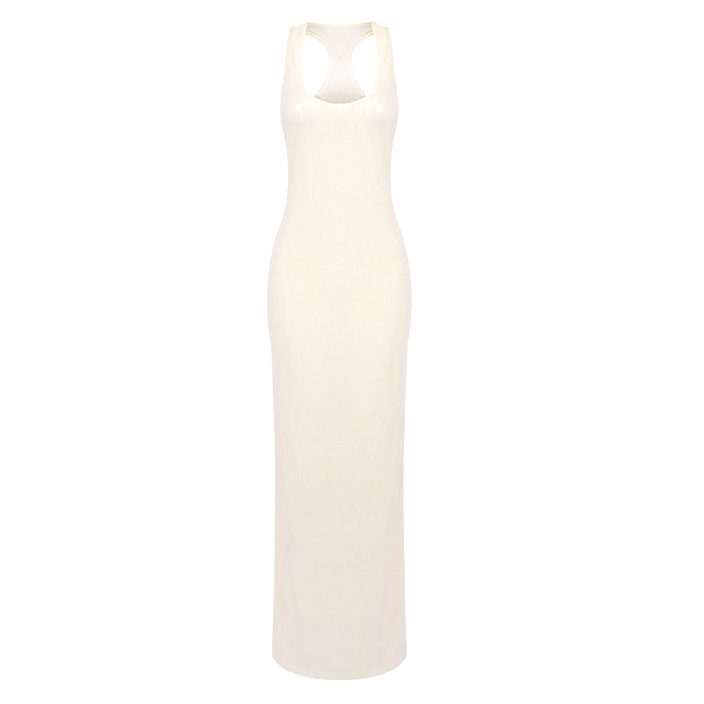 Spring Sexy Women Wear Spaghetti Straps Sleeveless U Collar Slim Fit Sequined Dress