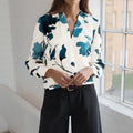 Spring Autumn Casual Artistic Shirt Long Sleeve Ink Floral Printed Shirt