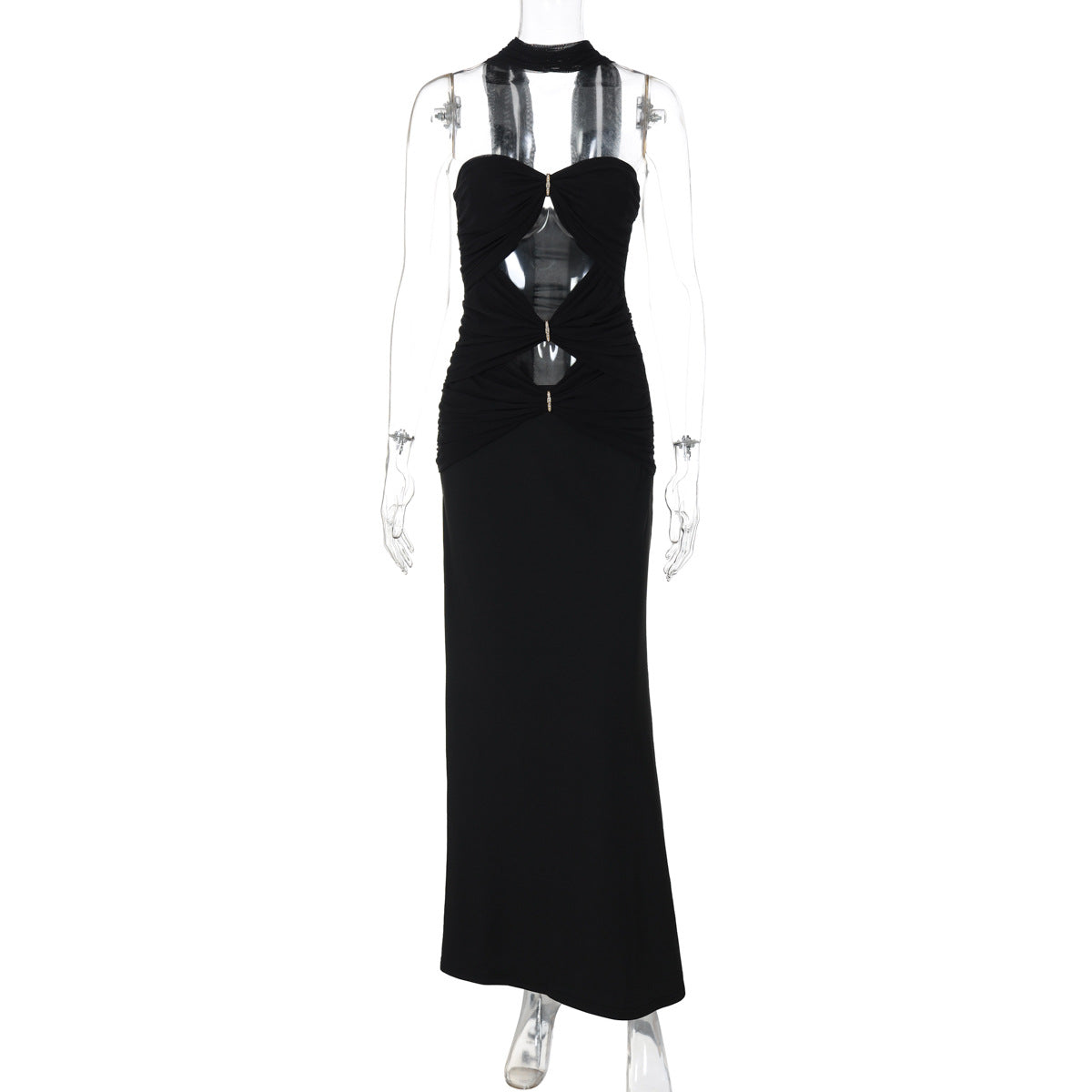 Women Clothing Summer Sexy Cutout Tube Top Ribbon Dress Women