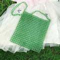 Transparent Square Beaded Bag Acrylic Hand Woven Bag Casual Hand Carrying Shoulder Bag Women