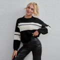 Women Clothing Colorblock All Matching Top Simple Classic Casual Sweater