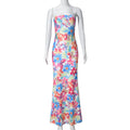 Women Clothing Spring Printed off Neck Backless Sexy Dress Women