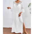 Women Clothing Hand Crocheting Stitching Colorful Ball Sexy Hollow Out Cutout out Backless Loose Beach Long Overskirt