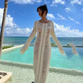 Summer Vacation Beach Dress Sexy Backless Lace Up Hollow Out Cutout Long Sleeve Dress Crochet hook Crochet hook Crochet hook