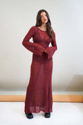 Sexy Backless Knitted Dress Hollow Out Cutout out See through Fishnet Long Sleeve Summer Sun Protection by the Sea Dress Women