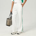 High Waist Loose Sports Wide Leg Pants Pocket Straight Casual Pants Outer Wear Contrast Color Yoga Bell Bottom Pants