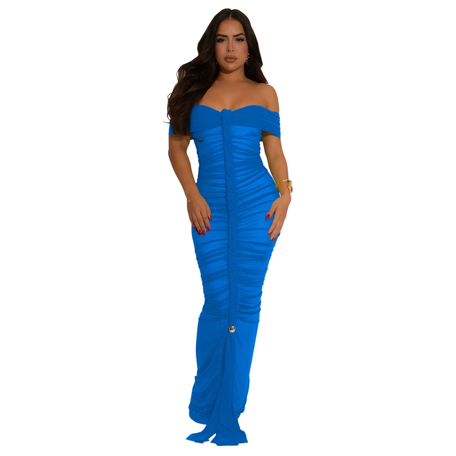 Women Wear Elegant Mesh Pleats Slim Hip Bag Dress