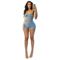 Supply Women Clothing Summer Tube Top Stretch Denim Jumpsuit