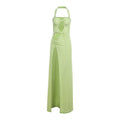 Spring Summer Women French Formal Dress Sexy Halter High Slit Dress Women