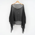 Summer Hollow Out Cutout Tassel Solid Color Blouse Shawl Tassel Scarf