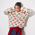 Cherry Printed Sweater Idle Loose Knitted Pullover Autumn Winter Sweet Cherry Sweater