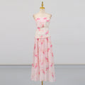 Vacation Sexy Fairy Wrapped Chest Silk Elegant Floral Maxi Dress Summer Beach Dress