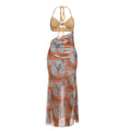 Spring Summer Women Clothing Sexy Bright Color Halter Lace up Slim Fit Hip Spaghetti Straps Dress