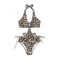 Leopard Print Spaghetti Straps One Piece Swimsuit Women Popular