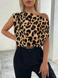 Women Satin Shirt Sexy Leopard Print Top Summer Satin Shirt