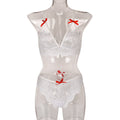 Sexy Two Piece Set Autumn Lace Splicing Tape Bow Sexy Lingerie Set