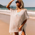 Summer Beach Dress Solid Color Sexy Cutout Beach Bikini Sun Shield Hanfu Long Robe Loose Knit Dress