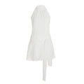 Gentle Girlish Halter round Neck Sleeveless Dress Waist Controlled Lace up Short Double Layer Flounced