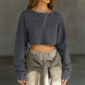Solid Color Long Sleeve Button Women Clothing Autumn Winter