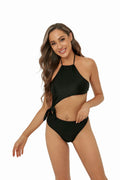 Bikini Solid Color Split Swimsuit Halter Backless Sexy Swimwear Bikini