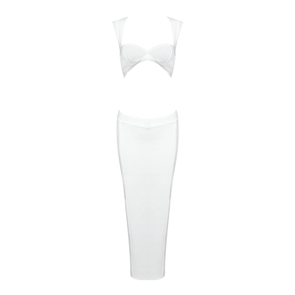 Summer White Dark Fringe Long Zipper Sexy Dress Cropped Outfit Sexy Women Clothing