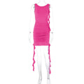 Women Clothing Summer Autumn Sexy Backless Slim Fit Pleated Dress