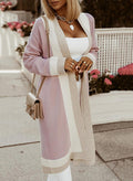 Autumn Winter Long Sweater Coat Women Color Matching Simple Elegant Loose Casual Long Cardigan Women Sweater