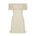 Women Clothing Ruffle Hip Ruffled Mesh Outerwear Strapless Dress Slim Dress