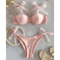 Solid Color Mesh Sling Split Swimsuit Female Bikini Sexy Fresh Backless
