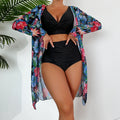 Swimsuit Women Split Three Piece Long Sleeve Internet Celebrity Bikini High Waist Solid Color Swimsuit