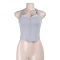 Strap Lace Stitching Breasted Waist Top Sexy Wild Vest