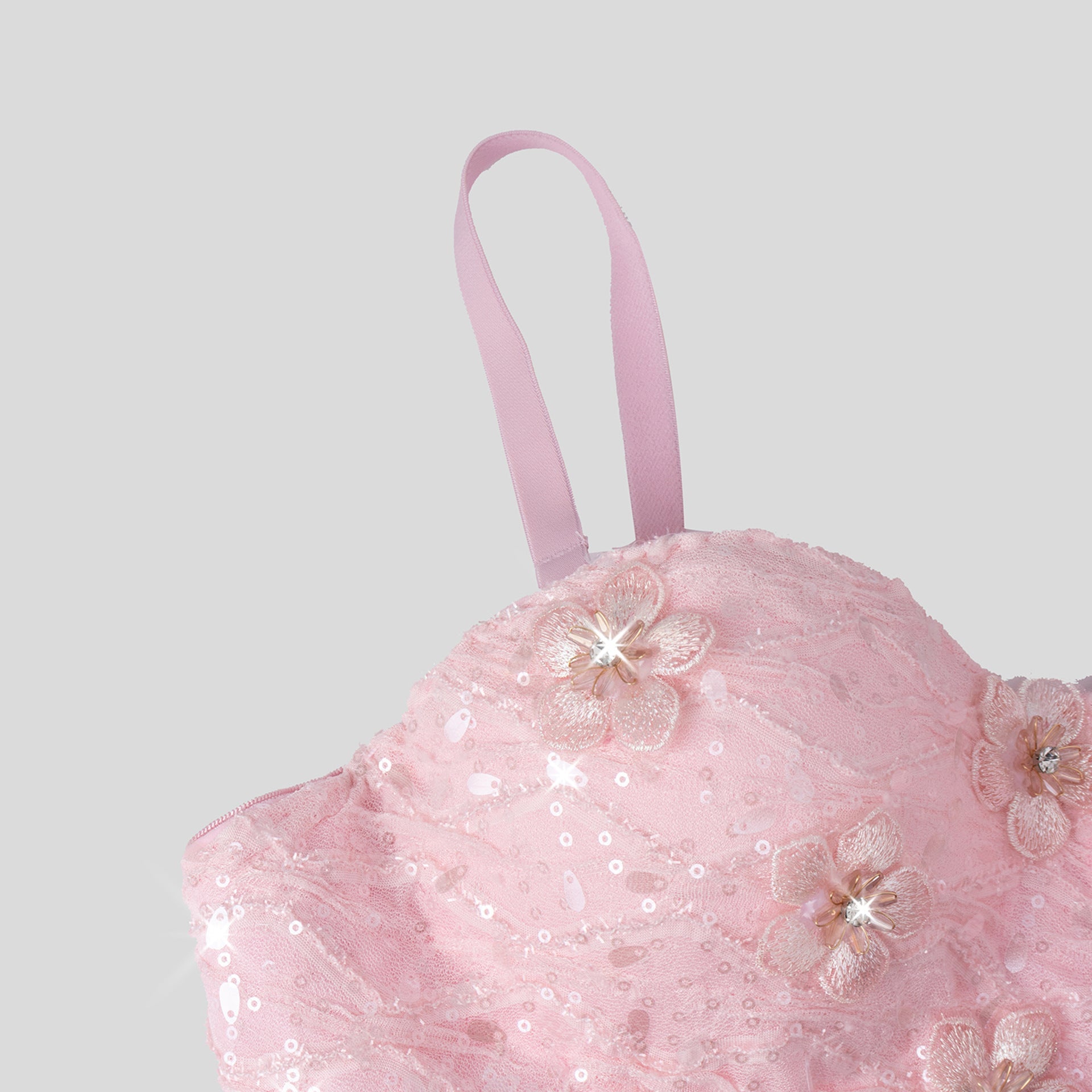 Original Design Three Dimensional Floral Rhinestone Embedded Body Shaping Tube Top Outer Wear Boning Corset Top Sling Bra