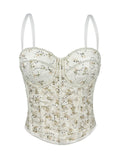 Pearl Mesh Boning Corset Corset Transparent Sexy Lace Tube Tops Strap Sexy Drawstring Slim Fit Boning Corset Top
