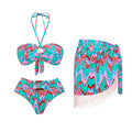 Push up Bikini Sexy High Waist Bikini Split Three Piece Swimsuit Women Chiffon