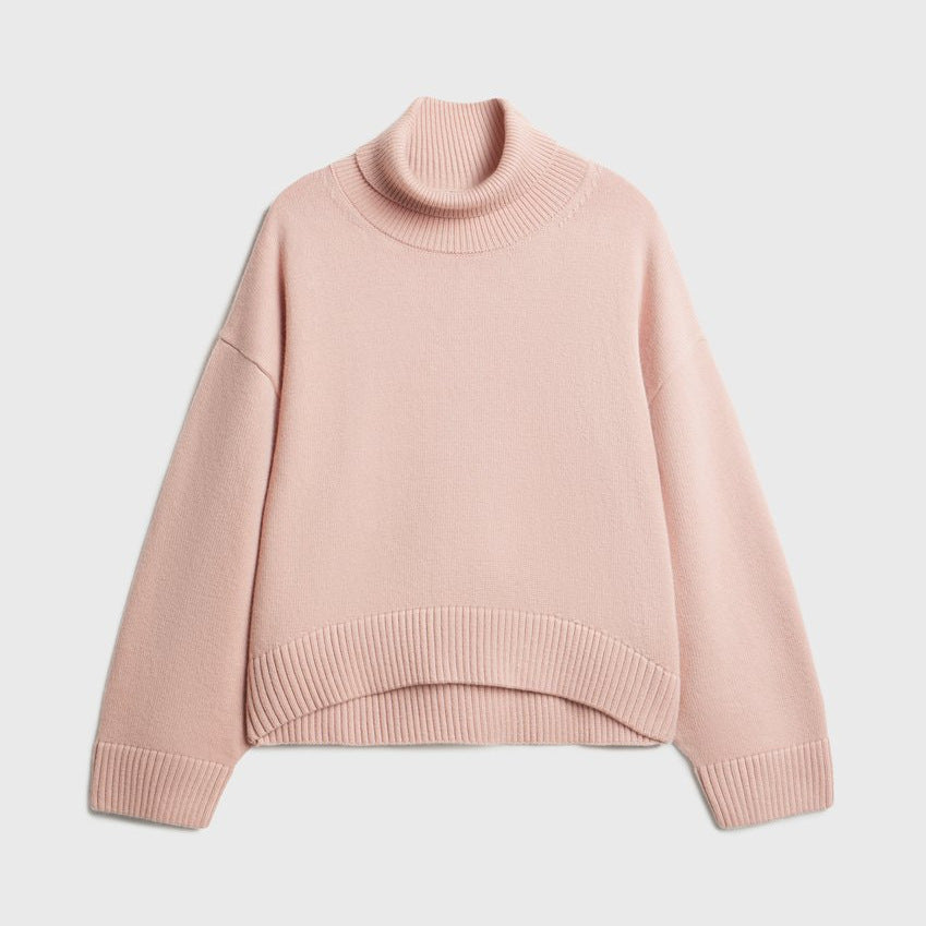 Knitted Women Autumn Winter Women Clothing Wind Loose High Collar Sweater Short