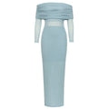 Dress Spring Summer Simple Sexy off the Shoulder Mesh Slim Fit Patchwork Dress for Women