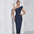 Lady Elegant And Sexy Tight Fitting Low Cut Slit Asymmetrical Long Dress