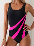 Sports Swimsuit Color Matching One Piece Backless