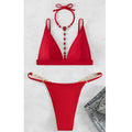 Popular Crystal Halter Swimsuit Women Sexy Pearl T Back Beach Bikini