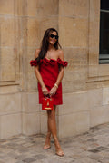 Women Clothing Advanced Sense Red Floral Bandage One Piece Dress