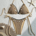 Swimsuit Women Lace up Halterneck Triangle Cup Beach Sexy Split Swimsuit Bikini