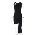 Summer Solid Color Lace up Pleated Slim Fit Sexy Sheath Dress