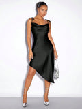 Satin Sling Dress Spring Summer Evening Dress Satin Sexy Women Clothing