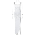 Summer European, French Silk Dress Sexy Lace Corset Backless Oblique Pattern Suspender