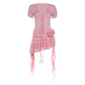 Summer Women Clothes Sexy Unique Design Deep V Plunge Lace up Irregular Asymmetric All Match Dress Women