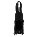 Spring Women Elegant Sexy Cutout Halter Mesh Stitching Trailing Dress Women