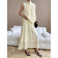 Early Autumn Tencel Blended Chinese Dark Pattern Vest Skirt Two Piece Set